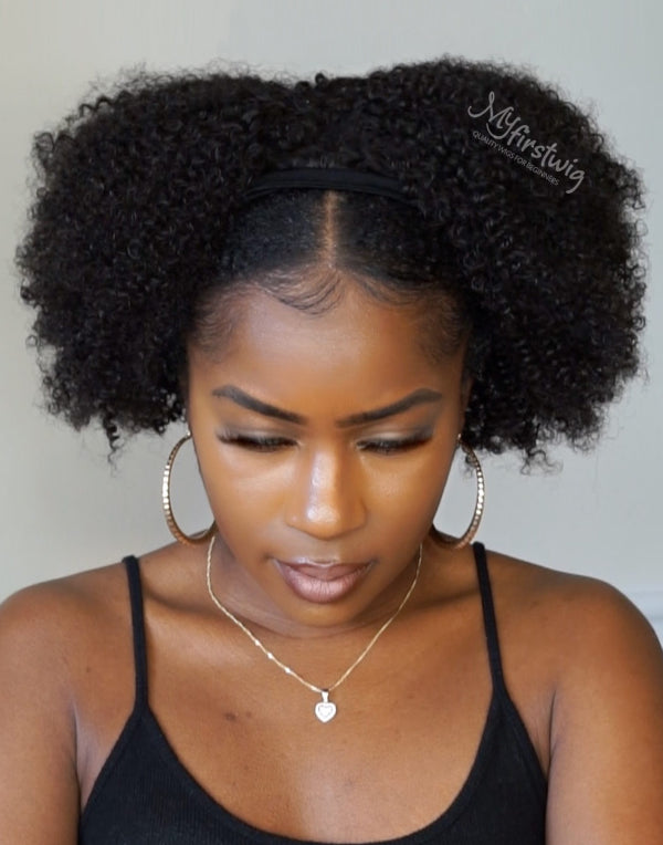 CARLA - Coily (3C-4A) Natural Curls Human Hair Headband Wig - HBW020