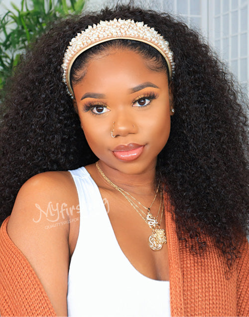 CHEV HUMAN HAIR CURLY 3B 3C HEADBAND WIG HBW045 MyFirstWig UK
