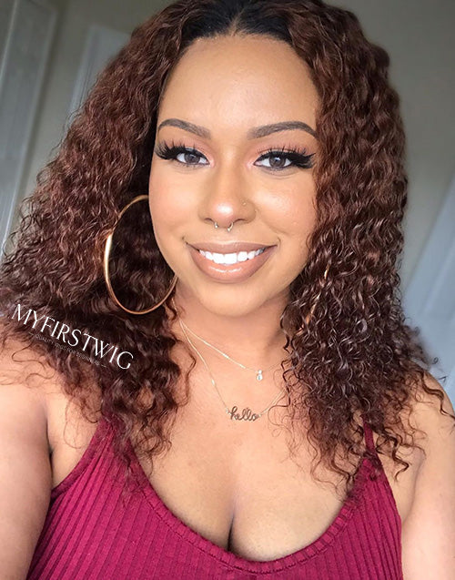 SHONNA – MALAYSIAN HAIR AUBURN CURLY LACE FRONT WIG - LFC012