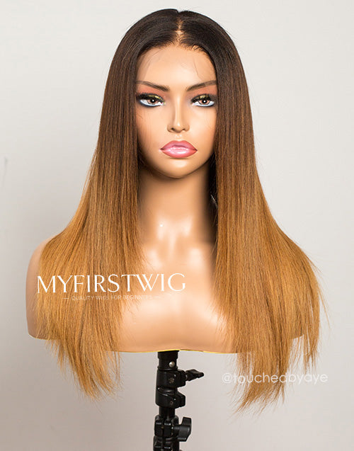 TOUCHEDBYAYE - MALAYSIAN HUMAN HAIR LAYERED BROWN TO BLONDE STRAIGHT LACE FRONT WIG - LFS012