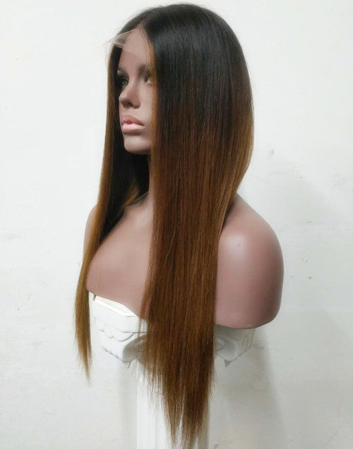 Vivian - Human Hair Ombre Brown Lace Front Wig - LFW017