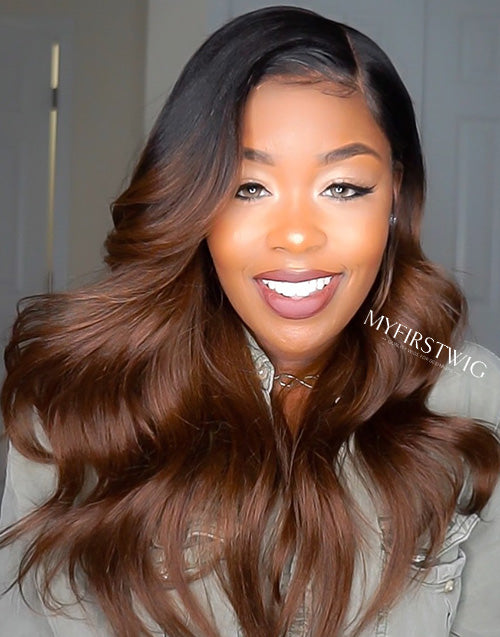 ALTHEA - MALAYSIAN HAIR BROWN WAVY LACE FRONT WIG - LFW073