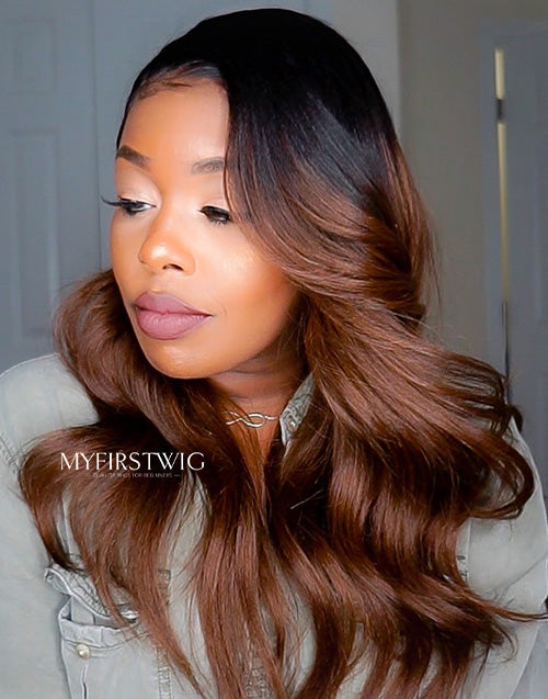ALTHEA - MALAYSIAN HAIR BROWN WAVY LACE FRONT WIG - LFW073