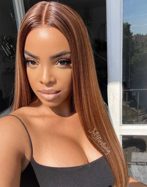 LILVANILLA - Malaysian Human Hair Ombre Blonde Highlight Lace Front Wig - LIL002