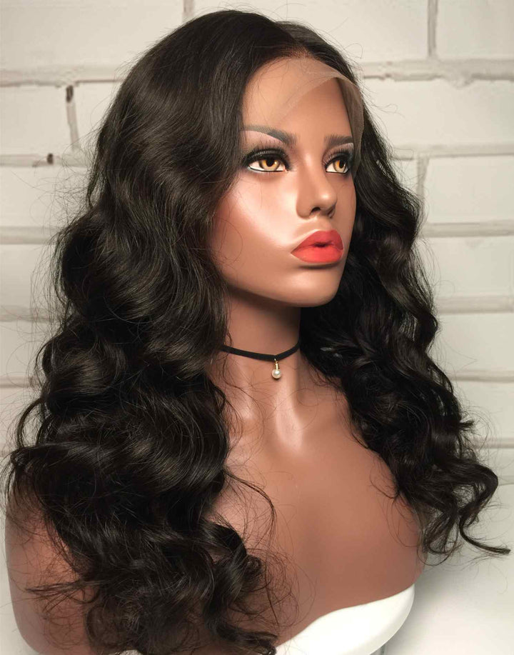 Naomi - Long Wavy Human Hair Lace Front Wigs - NOV001