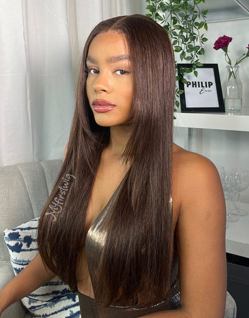 Philiperic Human Hair Layered Straight Lace Front Wig PE007