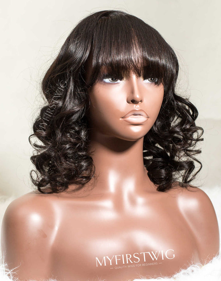SCALP TOP WIG WAVY WIG WITH BANGS - SSS013