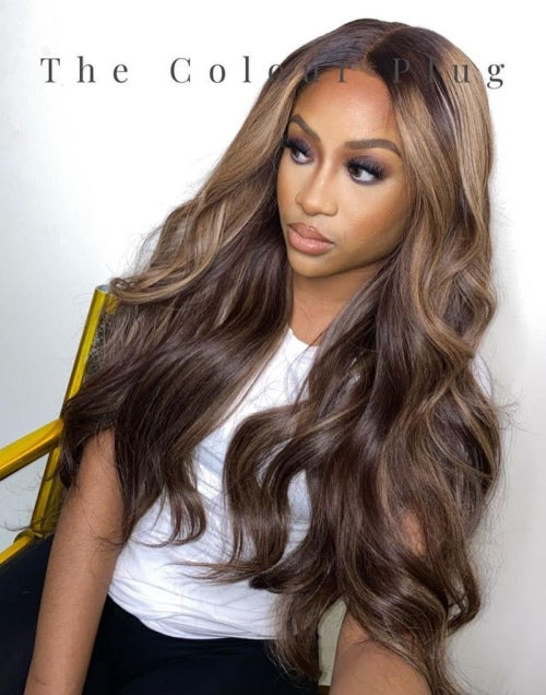 Thecolourplug - Human Hair Ombre Wavy Lace Front Wig - TCP003