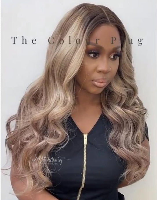 THECOLOURPLUG - MALAYSIAN VIRGIN HAIR OMBRE HIGHLIGHT WAVY LACE WIG - TCP009