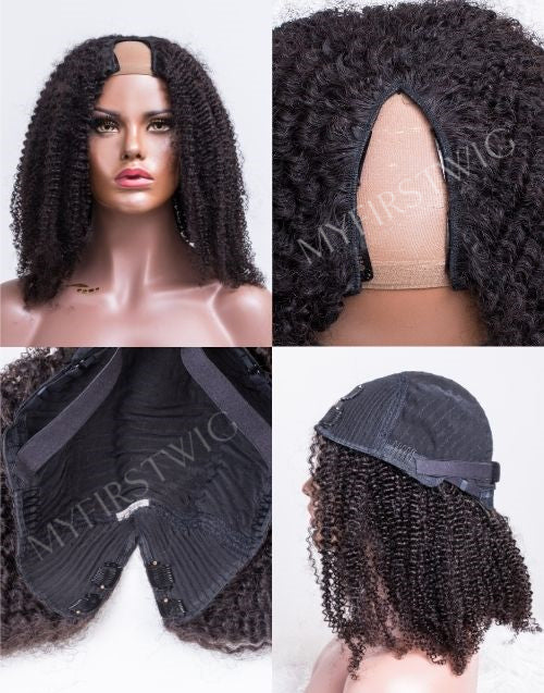 V PART WIG - DOMINIQUE - INDIAN HAIR KINKY STRAIGHT SIDE PART LOOK - VPK006