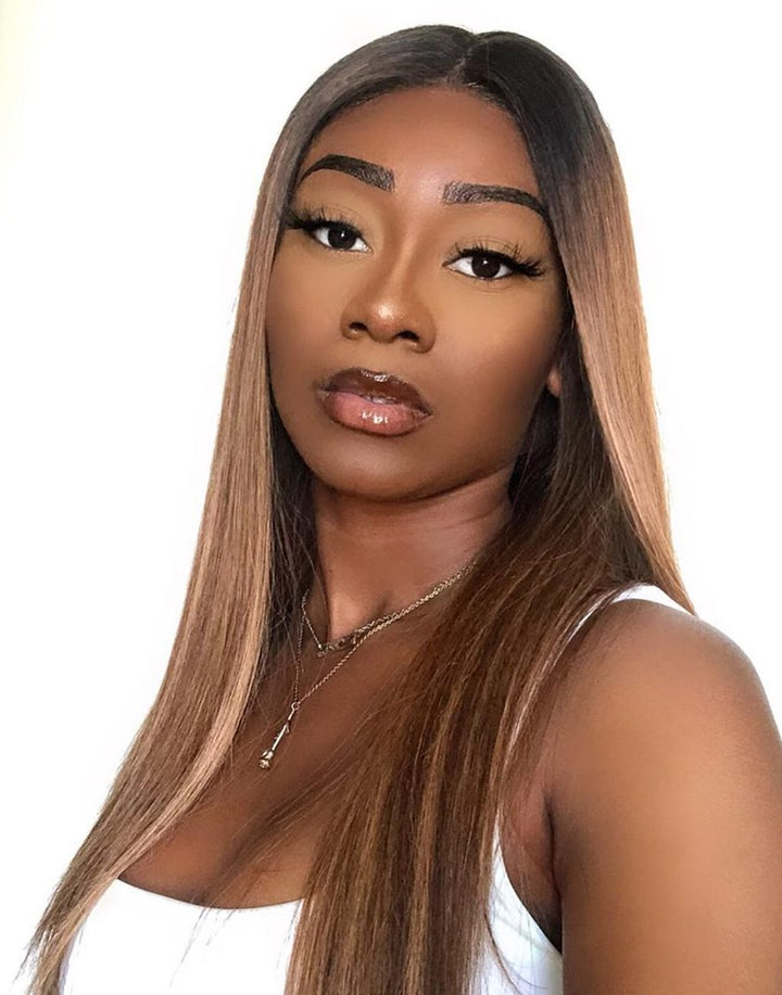 Yara - Human Hair Blonde Ombre Highlight Lace Front Wig - LFW044