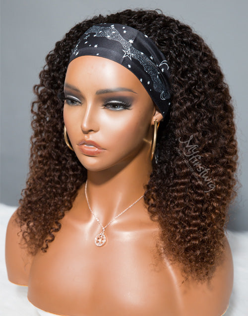 LIBRA - ZODIAC COLLECTION HUMAN HAIR SHORT OMBRE BROWN CURLY WIG - ZC006