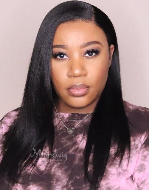 April - Human Hair Layered Straight Lace Front Wig With Layers - MFS004