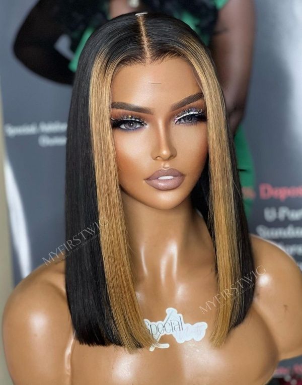 Aspecialunits - Malaysian Hair Ombre Highlight Blunt Cut Lace Front Wig - SPE001