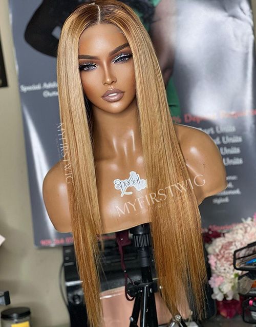 Aspecialunit-Malaysian Hair Blonde Straight Lace Front Wig - SPE010