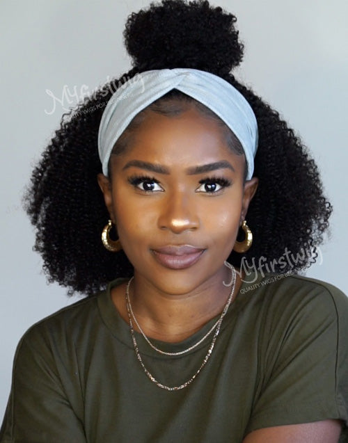 GINA - COILY (3C-4A) NATURAL CURLS HUMAN HAIR HEADBAND WIG - HBW021