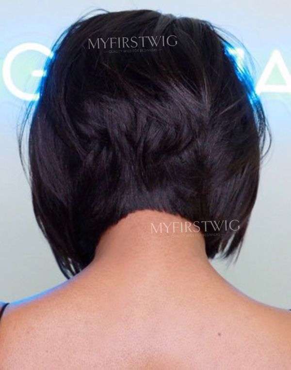 Malaysian Hair Angled Wedge Cut Yaki Bob Lace Front Wig - LFB051