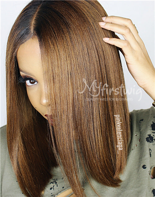 Valentine'S Human Hair Ombre Hair Bob Lace Front Wig - LFW007