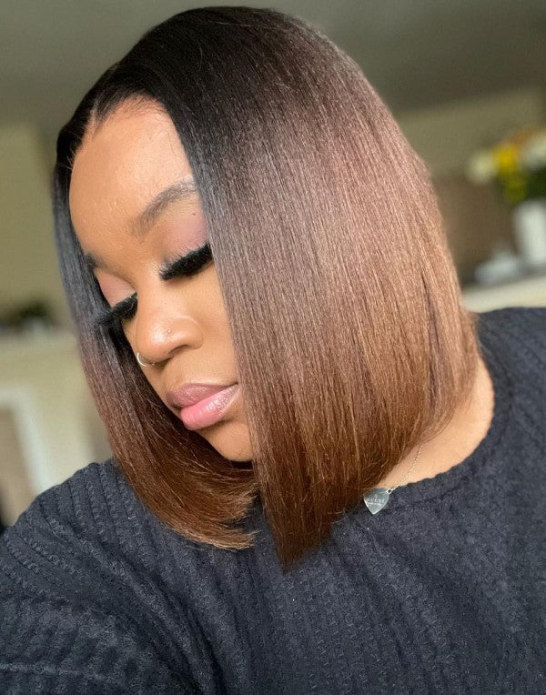 Erica - Human Hair Ombre Straight Bob Lace Front Wig - LFW010