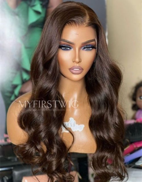 ASPECIALUNIT - Dark Brown Wavy Glueless Lace Front Wig - SPE022