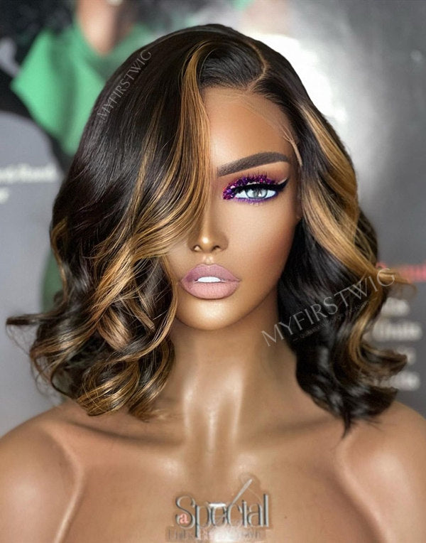ASPECIALUNIT - Brown Highlight Wavy Lace Front Wig - SPE040