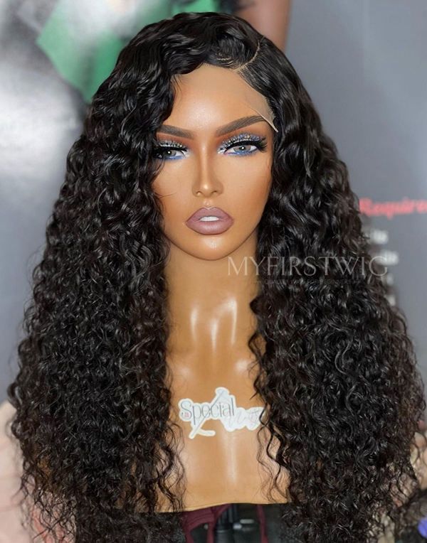 Long curly side parting shop synthetic lace front wig