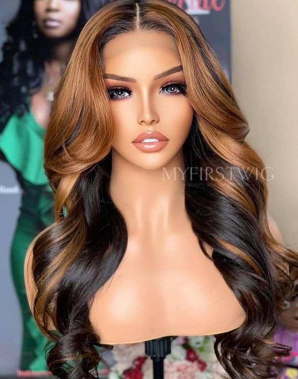 ASPECIALUNIT - Light Brown Ombre Wavy Rich Auntie Lace Front Wig - SPE039