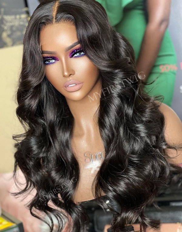 ASPECIALUNIT - Middle Part Wavy Lace Front Wig - SPE047