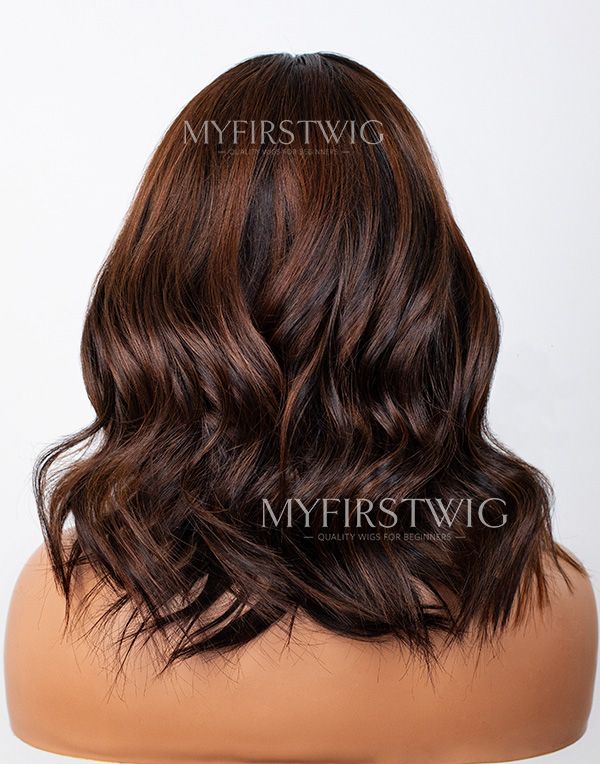 TOUCHEDBYAYE - MALAYSIAN HUMAN HAIR BROWN OMBRE SHORT WAVY LACE FRONT WIG - TBA009
