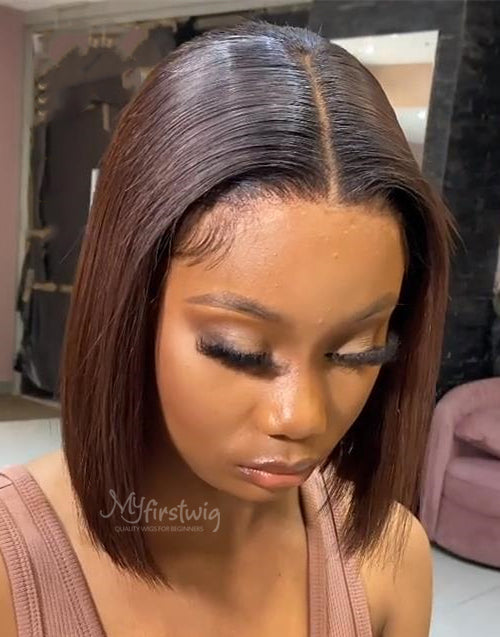 Touchedbymary - Human Hair Ombre Blunt Cut Lace Front Wig - TBM001